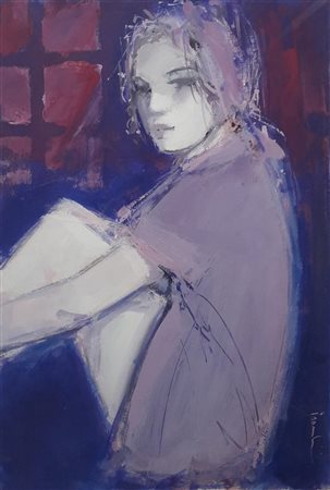 TROMBINI GIULIANO Ferrara (Fe) 1953 Figura Mista su cartone 38,00x26,00...