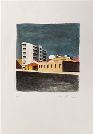 PETRUS MARCO Rimini (Rm) 1960 Paesaggio Milano 2001 Acquarello su base...
