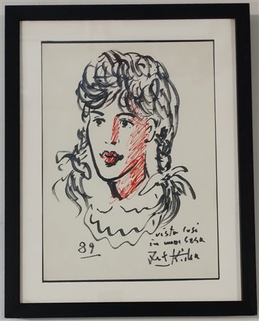 KODRA IBRAHIM Ishëm (Albania) 1918 Senza Titolo 1989 Pennarelli colorati su...