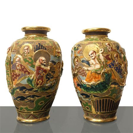 Coppia di vasi Satsuma