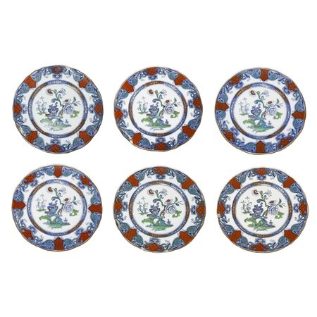 N°6 Piatti cinesi in porcellana dipinta policroma
