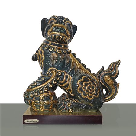 Edoardo Tasca - Cane di Fo in maiolica nera con dettagli dorati