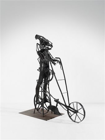 SPOERRI DANIEL (n. 1930) - RAGAZZO CINGHIALE CON ARATRO.