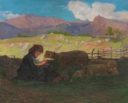 Giovanni Sottocornola(Milano 1855 - 1917)MATERNITA'olio su tela, cm...