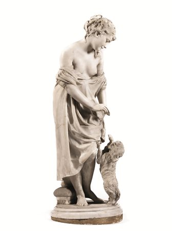 Donato Barcaglia(Pavia 1849 - Roma 1930)BISCOTTINO!marmo, alt. cm 94, su base...