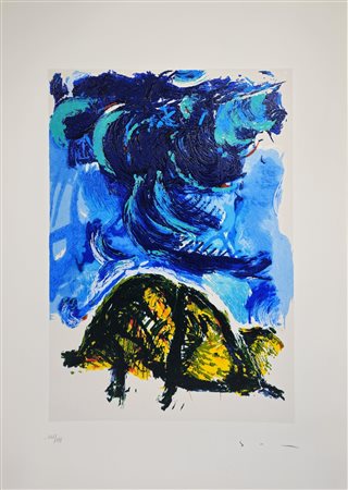 MARIO SCHIFANO, 70 X 50 cm, ”Senza Titolo" Serigrafia materica Esemplare...