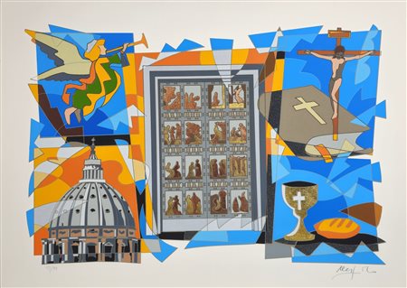 UGO NESPOLO, 50 X 70 cm, Titolo: "Giubileo" Serigrafia su cartoncino...