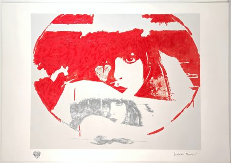 GIOSETTA FIORONI, 70 X 100 cm, “Doppio Liberty Red” Serigrafia polimaterica e...