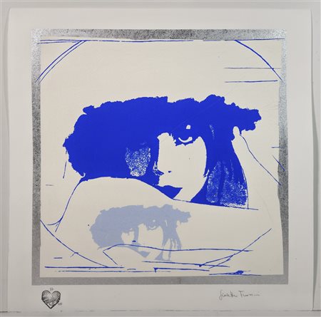 GIOSETTA FIORONI, 50 X 50 cm, ”Doppio Liberty" Blue e azzurro Esemplare...