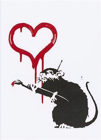 BANKSY, 48 X 68 cm, Poster litografico " Love rat " acquistato presso la...