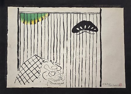 MARTIN BRADLEY (1931), At the theatre, 1970 tecnica mista su carta 63 x 92 cm...