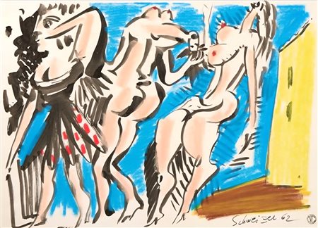 RICCARDO SCHWEIZER, 32 X 44,1 cm, (Mezzano di Primiero (Tn), 1925 - 2004)...