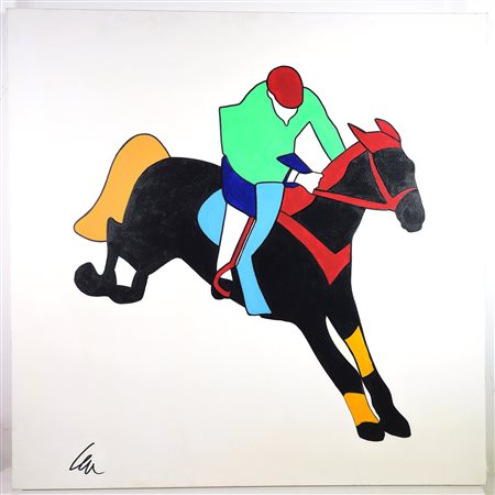MARCO LODOLA, 100 X 100 cm, Smalti e tecnica mista su tela. Firma in basso a...