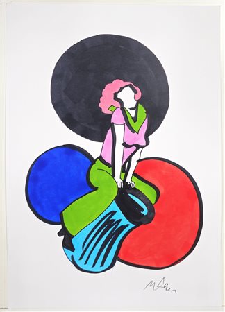 MARCO LODOLA, 42 X 30 cm, Senza Titolo, pennarelli su cartoncino, firma in...