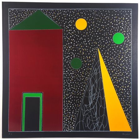 FRANCO ANGELI, 84 X 84 cm, serigrafia su cartoncino, firma in basso a destra...