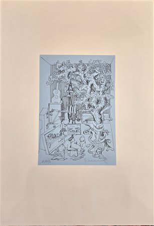 SALVATORE FIUME, foglio 50 X 70 cm, lavoro 25 X 35 cm, litografia tiratura...