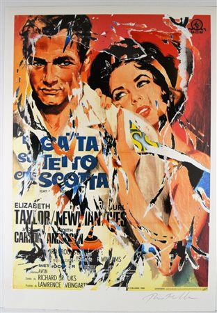 MIMMO ROTELLA (1918-2006), 100 X 70 cm, La gatta sul tetto che scotta. P.A....