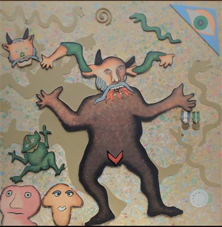 ENRICO BAJ (1924-2003), 89 X 89 cm, La piccola Apocalisse - III collage e...