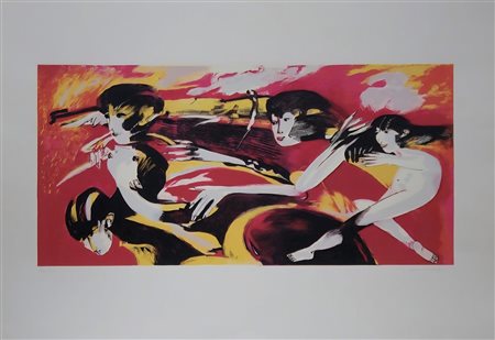 REMO BRINDISI ( 1918 - 1996), 70 X 100 cm, "Senza titolo". Serigrafia a...