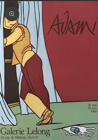 VALERIO ADAMI, 50 X 70 cm, Manifesto litografico della mostra eseguita dal...