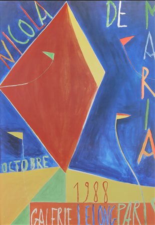NICOLA DE MARIA, 70 X 50 cm, Manifesto a colori dell'esposizione personale di...
