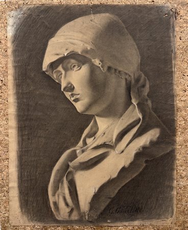 GIOVANNI GUARLOTTI (1869-1954) - Busto femminile in gesso
