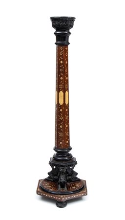   Colonna porta vaso intarsiata - Milano, XIX secolo