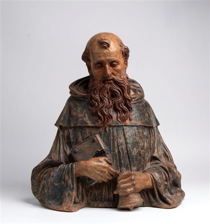 Francesco di Giorgio Martini (cerchia di) (Siena, 1439 - Siena, 1501)  Busto di Sant'Antonio Abate in terracotta - Fine del XV secolo