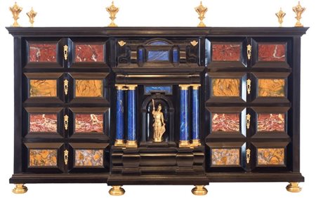   Monetiere in ebano, pietre dure e bronzo dorato - Italia centrale, XVIII secolo