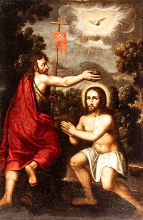   Dipinto raffigurante il Battesimo di Cristo  - Italia, XIX secolo