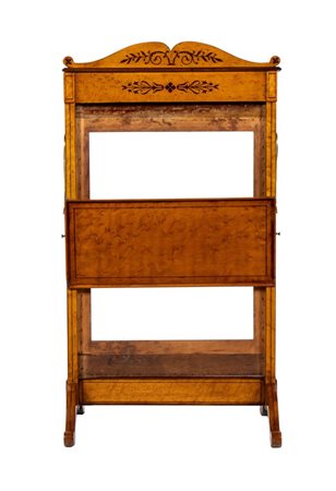 L. Petit   Copricamino francese Carlo X in legno di acero con intarsi - 1850 circa