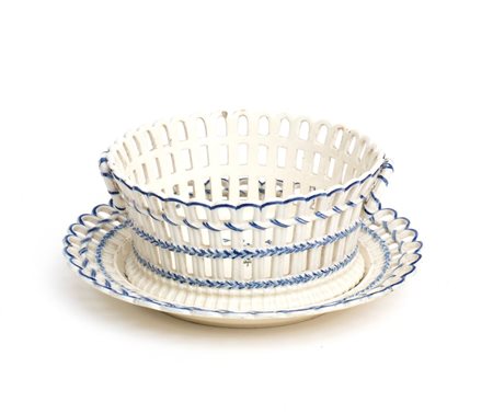   Cestino traforato a traliccio in porcellana di Niderviller - Francia, fine XVIII - inizi XIX secolo