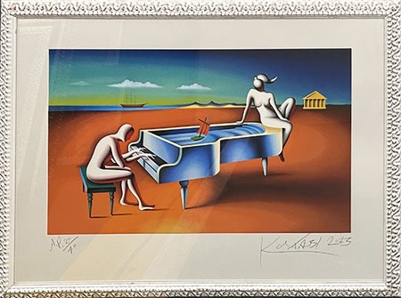 Mark Kostabi "Il pianista e la modella" 2023
