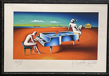 Mark Kostabi "Il pianista e la modella" 2023