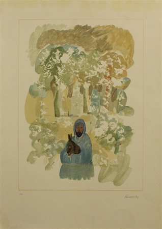 ANTONIO POSSENTI, "Uomo con coniglio", anni '80