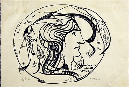 LIDO BETTARINI, "Moneta di gelone" 480 a.c., 1973