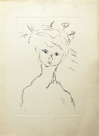 ERNESTO TRECCANI, "Ritratto di donna", anni '80