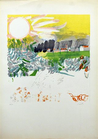 BRUNO SAETTI, "Sul prato del mulino", anni 80' circa