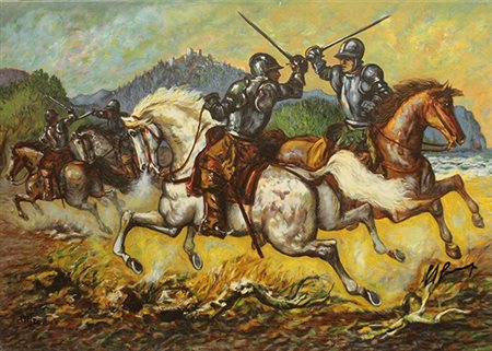 GIOVAN FRANCESCO GONZAGA "Combattimento di cavalieri sulla costa"