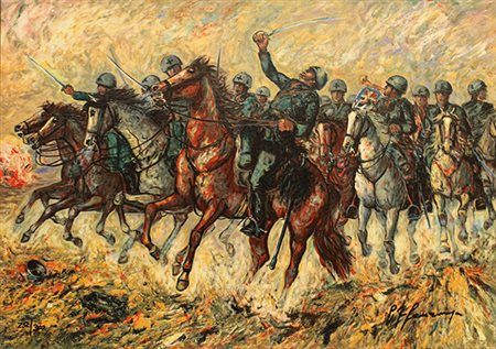 GIOVAN FRANCESCO GONZAGA, "Il III squadrone Savoia carica a Isbuschensky"