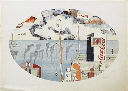 FIRMA ILLEGGIBILE, "Paesaggio Marittimo", anni '80