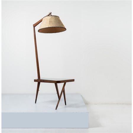 PRODUZIONE ITALIANA 1950 ca., Lampada da terra con tavolo
