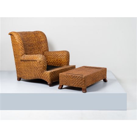 PRODUZIONE ITALIANA 1990 ca., Poltrona bergère con poggiapiedi