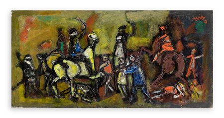 GUIDO PAJETTA (1898-1987) - Soldati a cavallo sedano la rivolta, 1961