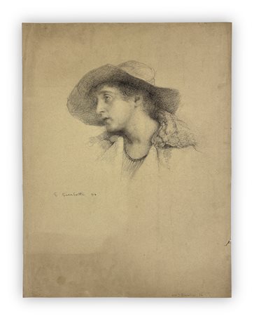 GIOVANNI GUARLOTTI (1869-1954) - Ritratto di signora con cappello, 1918