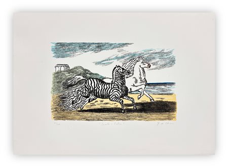 GIORGIO DE CHIRICO (1888-1978) - Cavallo e zebra, 1974