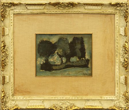 MARIO SIRONI, "Paesaggio con alberi", 1955