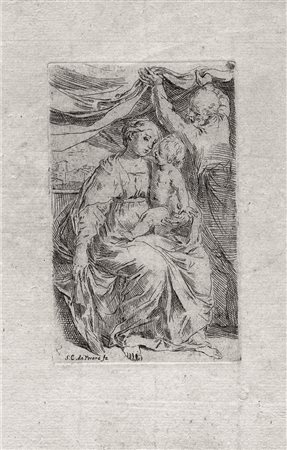 Cantarini, Simone (Pesaro 1612 &ndash; Verona 1648) SACRA FAMIGLIA CON LA...