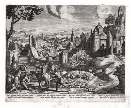Sadeler, Johannes I (Bruxelles 1550 &ndash; Venezia 1600) I CONTADINI ADORANO...