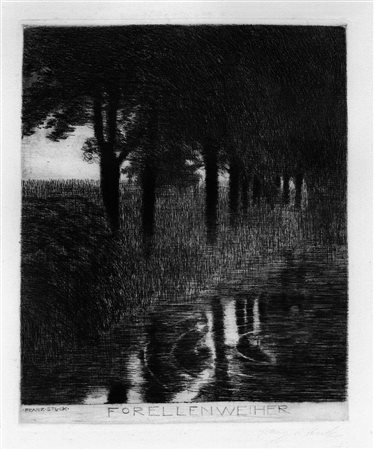 Von Stuck, Franz (Tettenweiss 1863 &ndash; Tetschen 1928) FORELLENWEIHER....